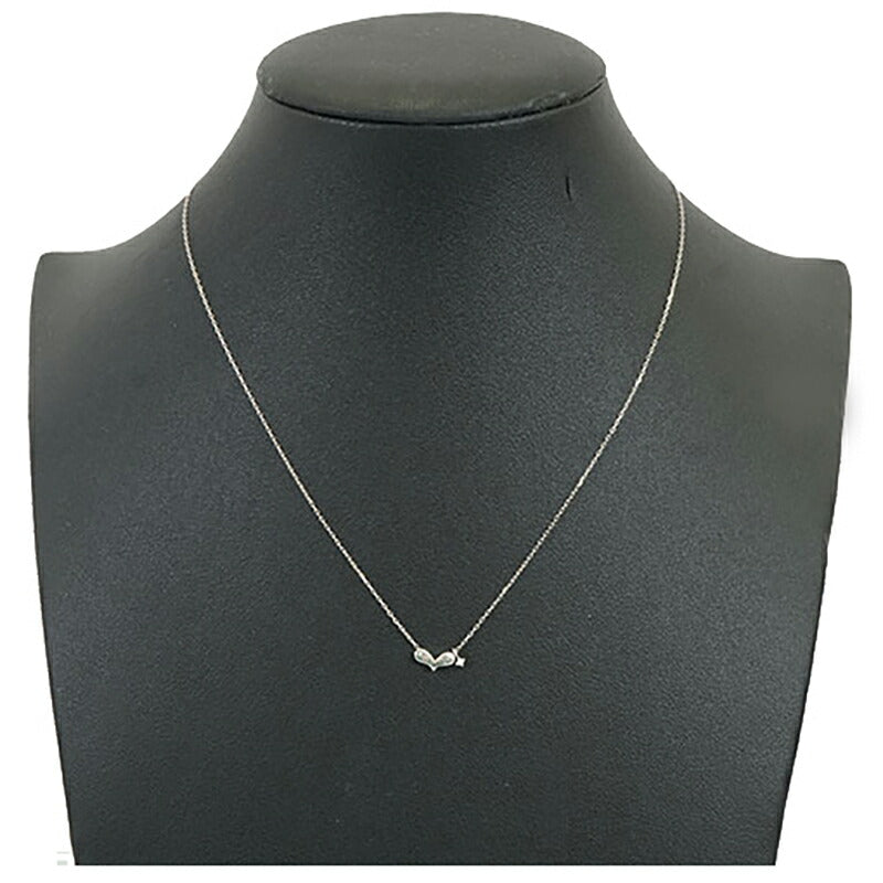 【jt033】 ネックレス ハートモチーフ 一粒ダイヤ K10WG ホワイトゴールド ダイヤモンド 0.01ct 未使用【中古】レディース