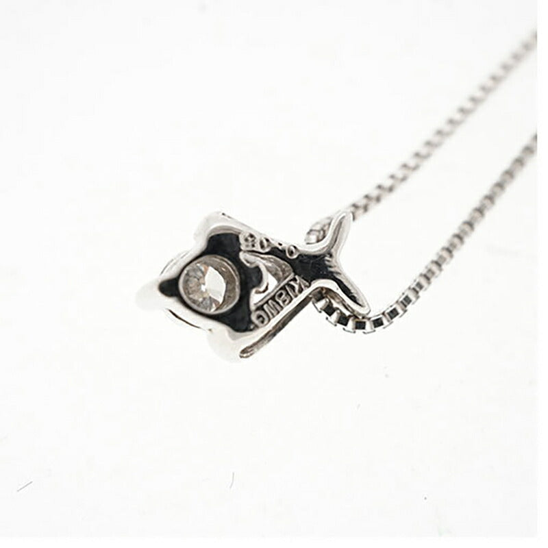 【jt041】 ネックレス 一粒ダイヤ K18WG ホワイトゴールド ダイヤモンド 0.05ct 未使用【中古】レディース