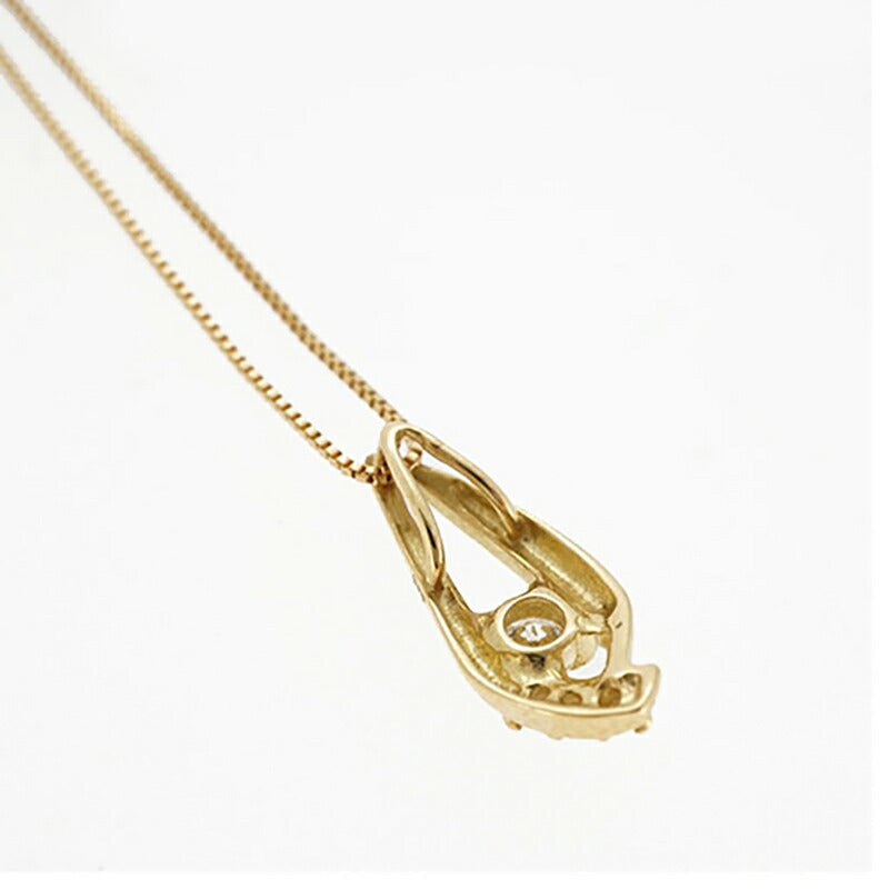 【jt050】 ネックレス K18YG イエローゴールド ダイヤモンド 0.1ct 未使用【中古】レディース