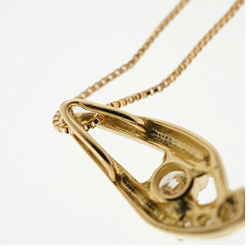 【jt050】 ネックレス K18YG イエローゴールド ダイヤモンド 0.1ct 未使用【中古】レディース
