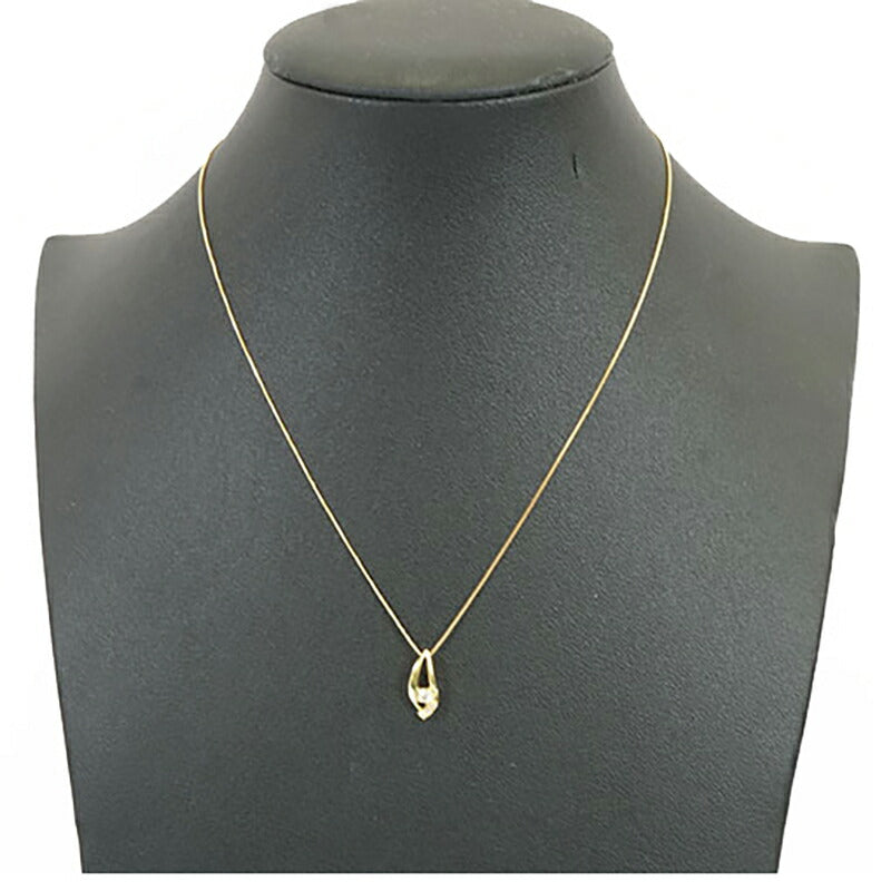 【jt050】 ネックレス K18YG イエローゴールド ダイヤモンド 0.1ct 未使用【中古】レディース
