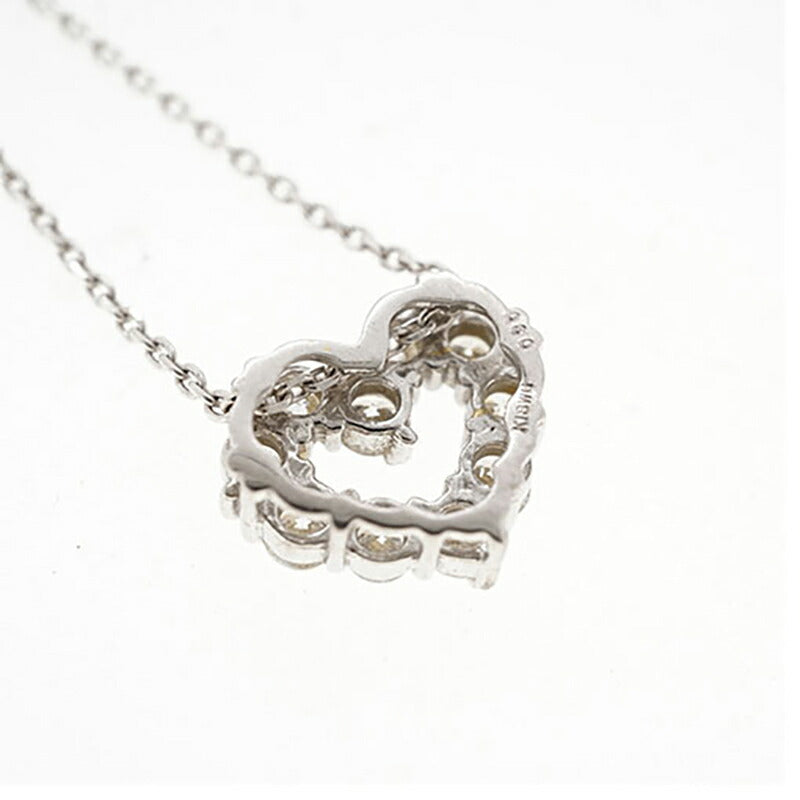 【jt082】 ネックレス ハートモチーフ ラウドブリリアントカット K18WG ホワイトゴールド ダイヤモンド 0.3ct 未使用【中古】レディース