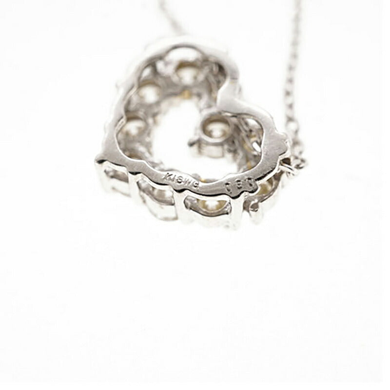 【jt082】 ネックレス ハートモチーフ ラウドブリリアントカット K18WG ホワイトゴールド ダイヤモンド 0.3ct 未使用【中古】レディース