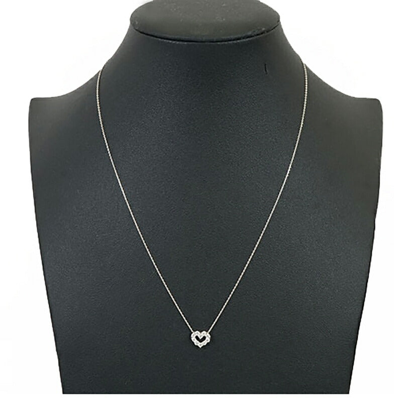 【jt082】 ネックレス ハートモチーフ ラウドブリリアントカット K18WG ホワイトゴールド ダイヤモンド 0.3ct 未使用【中古】レディース