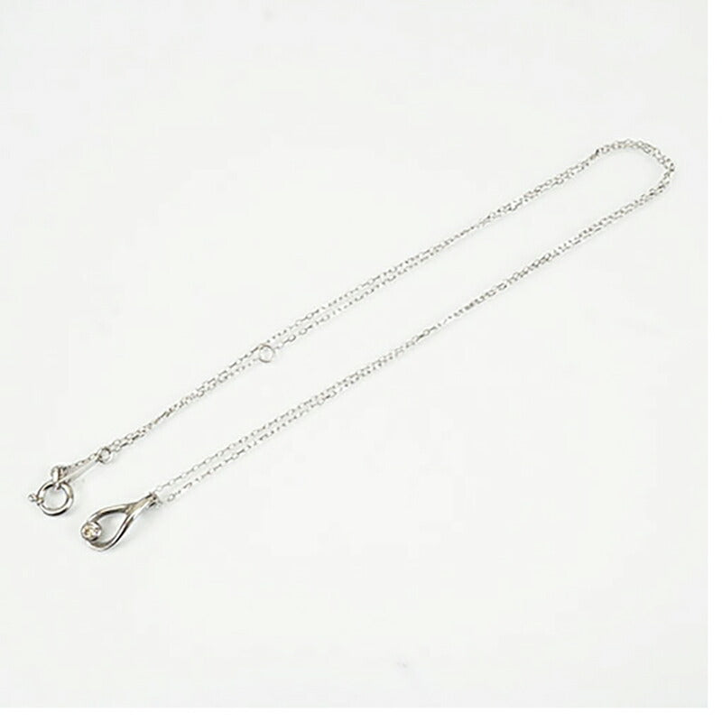 【jt083】 ネックレス 一粒ダイヤ K10WG ホワイトゴールド ダイヤモンド 0.02ct 未使用【中古】レディース
