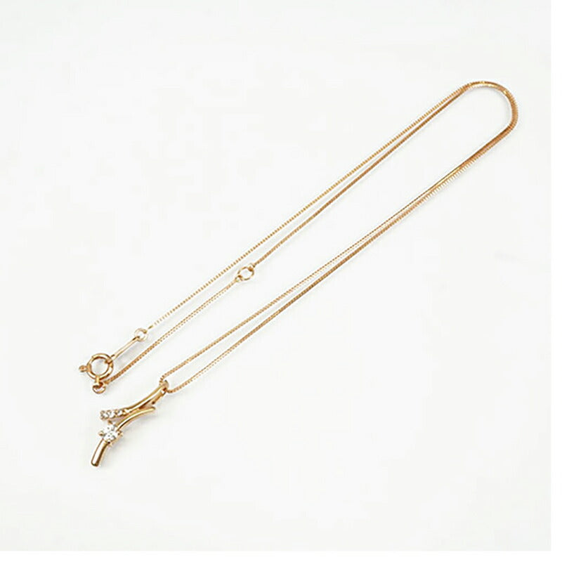 【ju103】 ネックレス K18PG ピンクゴールド ダイヤモンド 0.10ct 未使用【中古】レディース