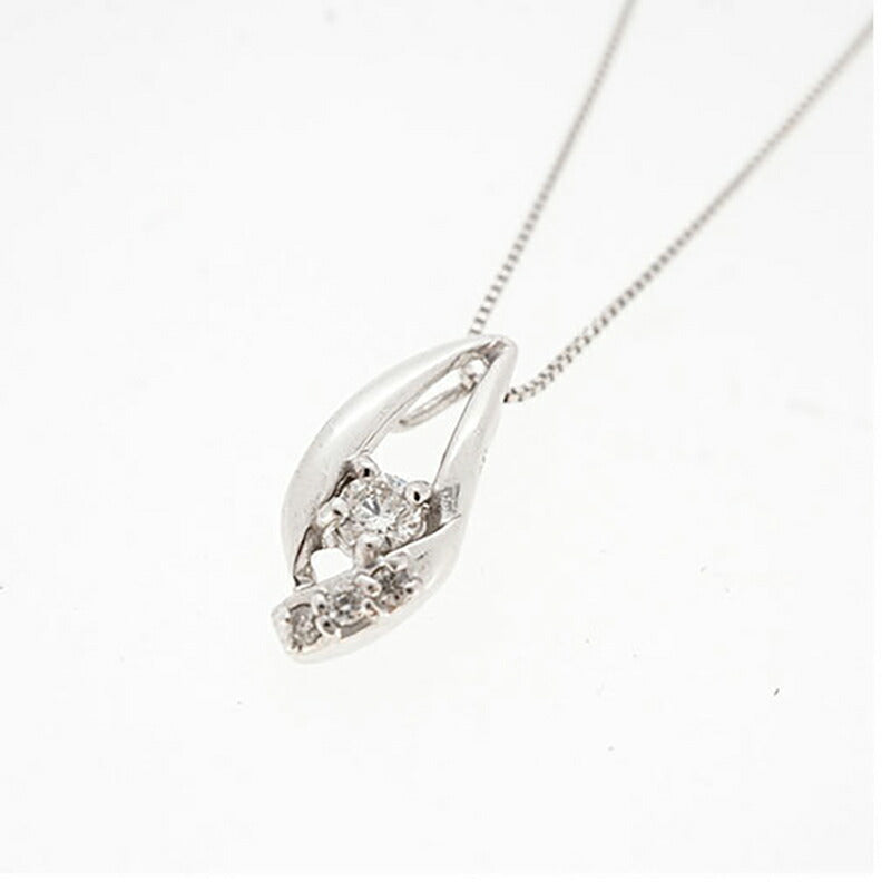 【ju110】 ネックレス K18WG ホワイトゴールド ダイヤモンド 0.10ct 未使用【中古】レディース