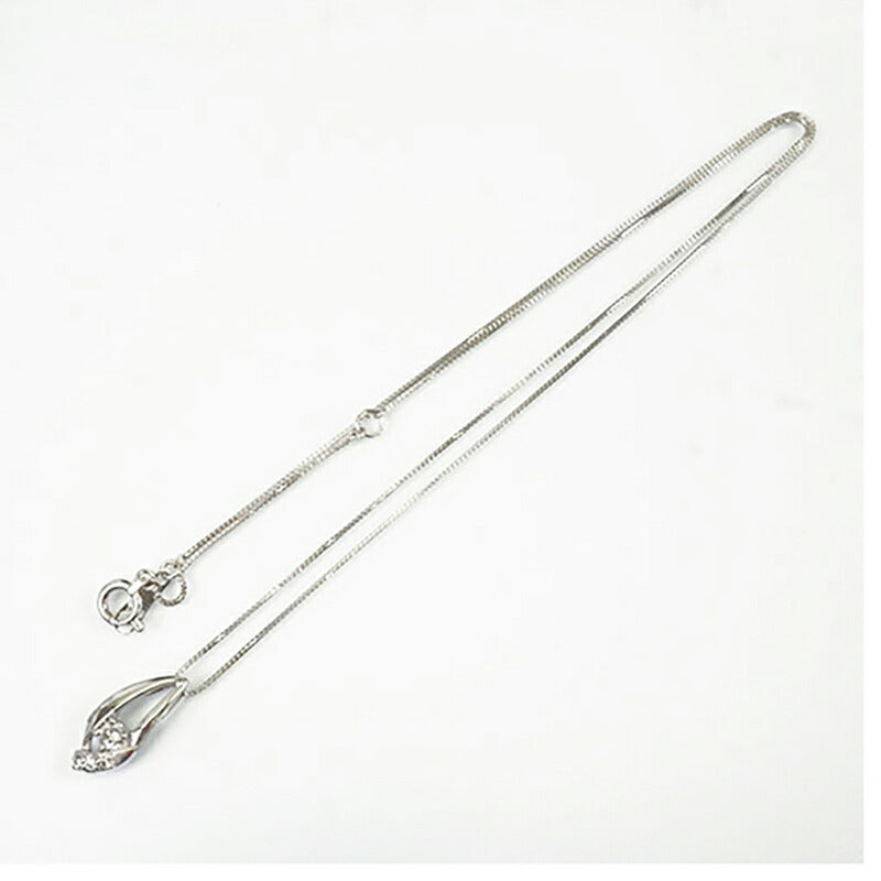 【ju110】 ネックレス K18WG ホワイトゴールド ダイヤモンド 0.10ct 未使用【中古】レディース