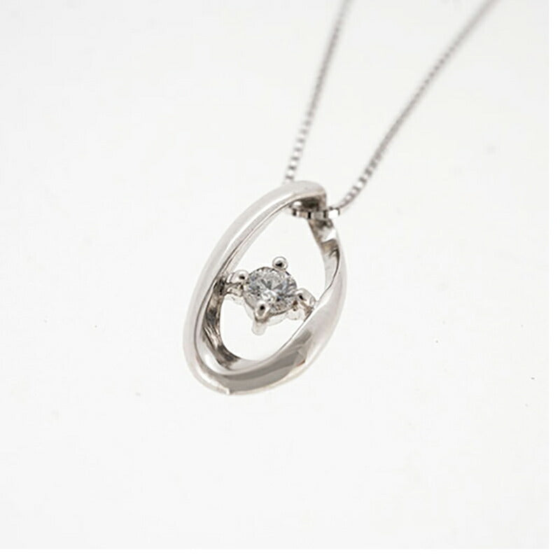 【ju118】H&C ネックレス 一粒ダイヤ K10WG ホワイトゴールド ダイヤモンド 0.03ct 未使用【中古】レディース