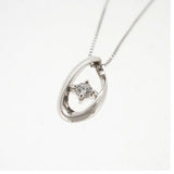 【ju118】H&C ネックレス 一粒ダイヤ K10WG ホワイトゴールド ダイヤモンド 0.03ct 未使用【中古】レディース