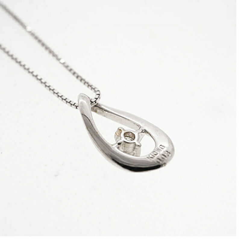 【ju118】H&C ネックレス 一粒ダイヤ K10WG ホワイトゴールド ダイヤモンド 0.03ct 未使用【中古】レディース