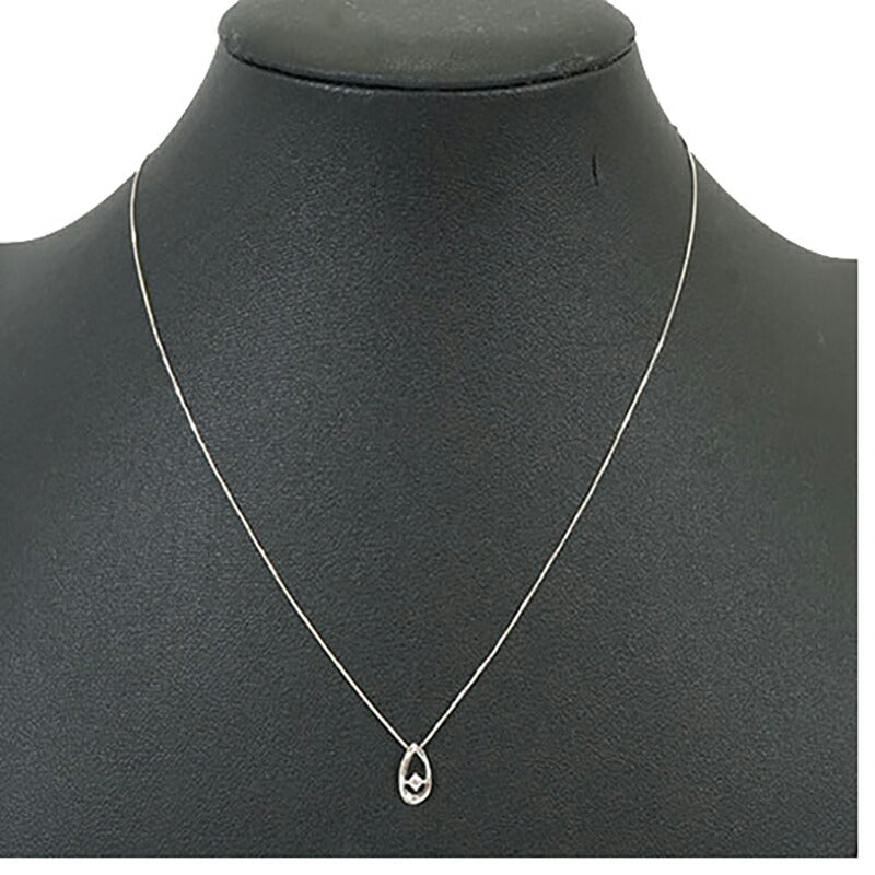 【ju118】H&C ネックレス 一粒ダイヤ K10WG ホワイトゴールド ダイヤモンド 0.03ct 未使用【中古】レディース