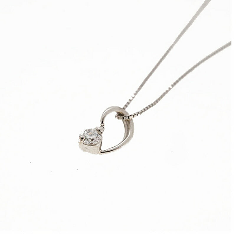 【ju130】H&C ネックレス 一粒ダイヤ K10WG ホワイトゴールド ダイヤモンド 0.07ct 未使用【中古】レディース
