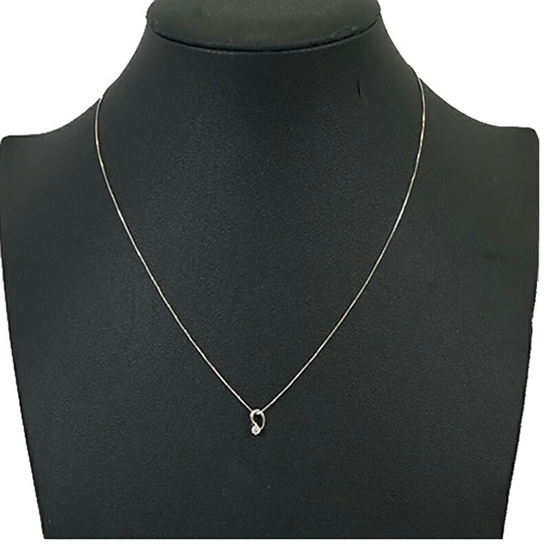 【ju130】H&C ネックレス 一粒ダイヤ K10WG ホワイトゴールド ダイヤモンド 0.07ct 未使用【中古】レディース