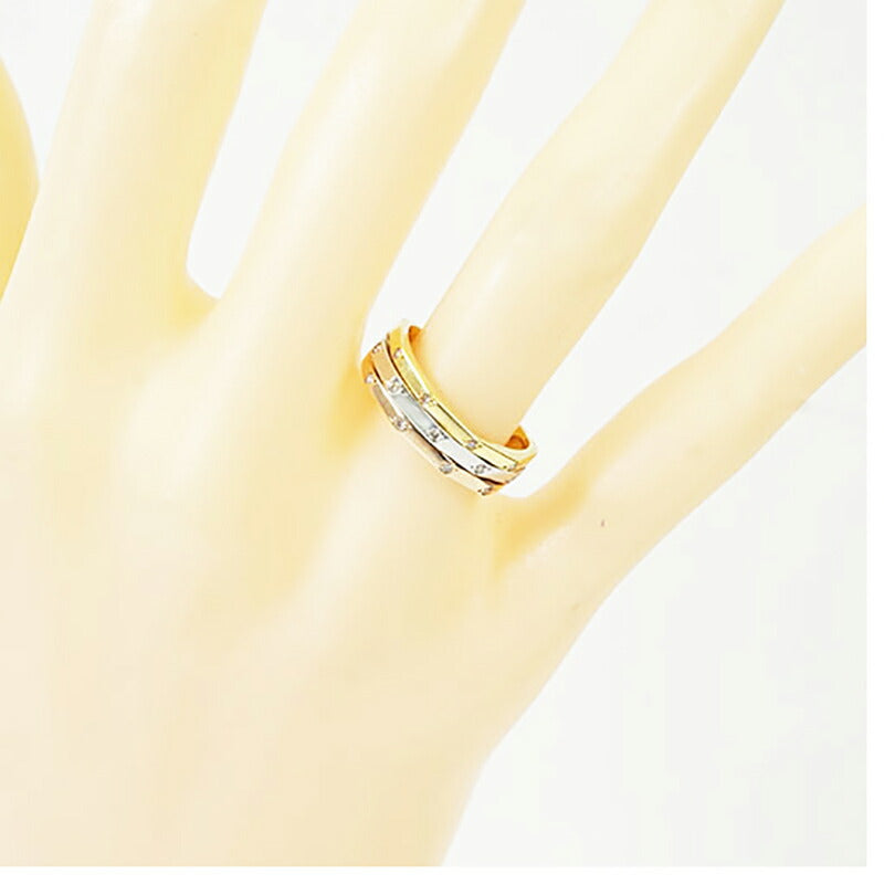 【ju163】 リング Pt900 プラチナ K18 ゴールド ダイヤモンド 0.08ct 10号 未使用【中古】レディース