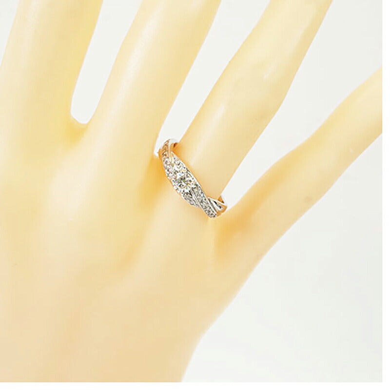 【ju179】 リング パヴェ Pt900 プラチナ ダイヤモンド 0.259ct/0.15ct 11号 未使用【中古】レディース