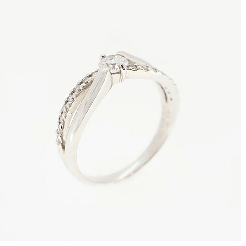 【ju180】 リング パヴェ Pt900 プラチナ ダイヤモンド 0.2ct/0.1ct 11号 未使用【中古】レディース