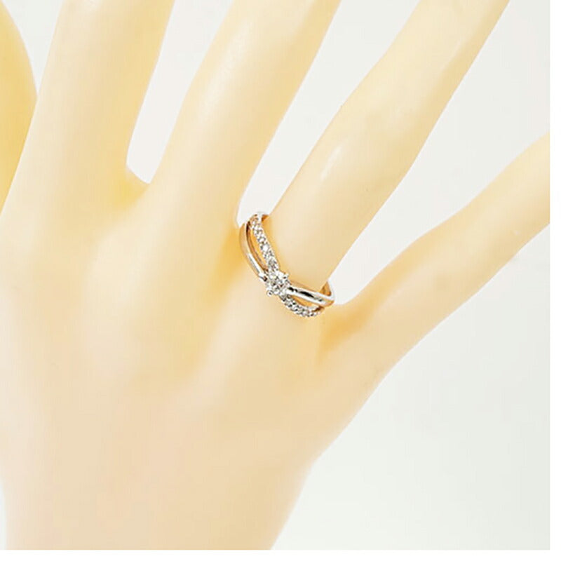 【ju180】 リング パヴェ Pt900 プラチナ ダイヤモンド 0.2ct/0.1ct 11号 未使用【中古】レディース