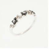 【ju193】 リング フラワーモチーフ K18WG ホワイトゴールド ブラックダイヤモンド ダイヤモンド 0.28ct 10号 未使用【中古】レディース