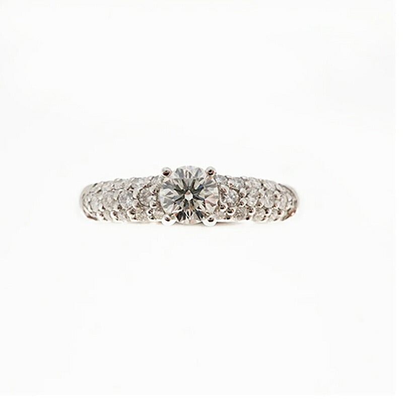 【ju203】 リング パヴェ Pt900 プラチナ ダイヤモンド 0.416ct/0.35ct 17号 未使用【中古】レディース