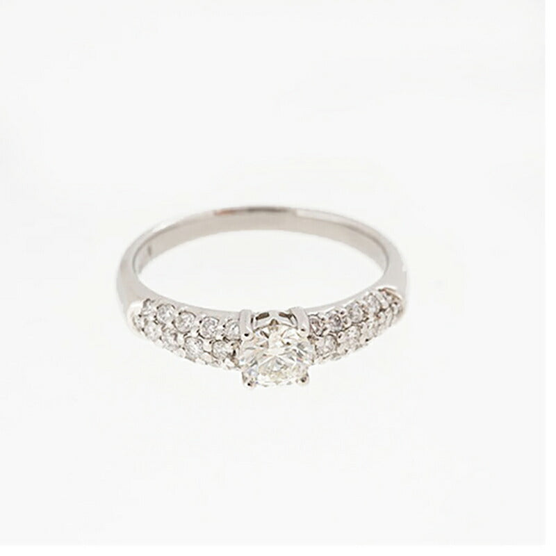 【ju203】 リング パヴェ Pt900 プラチナ ダイヤモンド 0.416ct/0.35ct 17号 未使用【中古】レディース