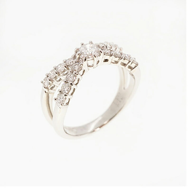 【ju212】 リング Pt900 プラチナ ダイヤモンド 0.307ct/0.45ct 13号 未使用【中古】レディース