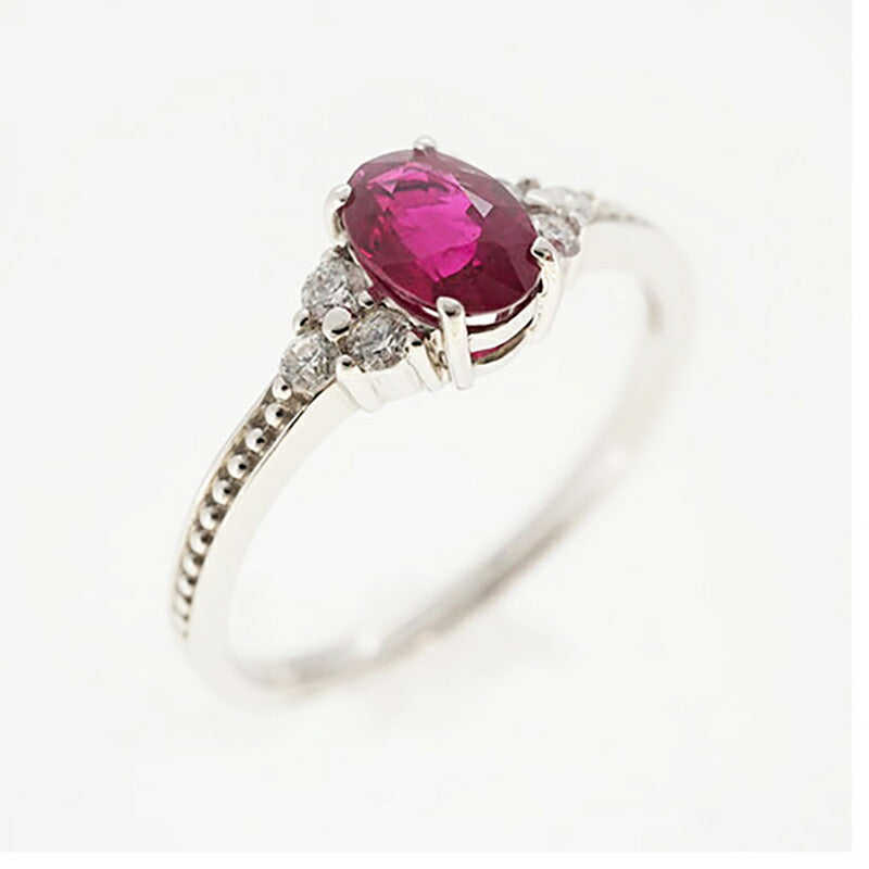 【ju240】 リング Pt950 プラチナ ルビー ダイヤモンド 0.63ct/0.12ct 13号 未使用【中古】レディース