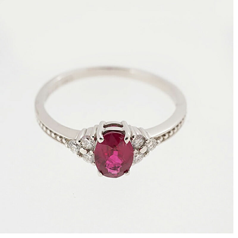 【ju240】 リング Pt950 プラチナ ルビー ダイヤモンド 0.63ct/0.12ct 13号 未使用【中古】レディース