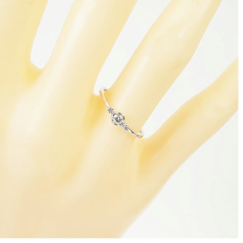 【ju265】 リング K10WG ホワイトゴールド ダイヤモンド 0.11ct 10号 未使用【中古】レディース