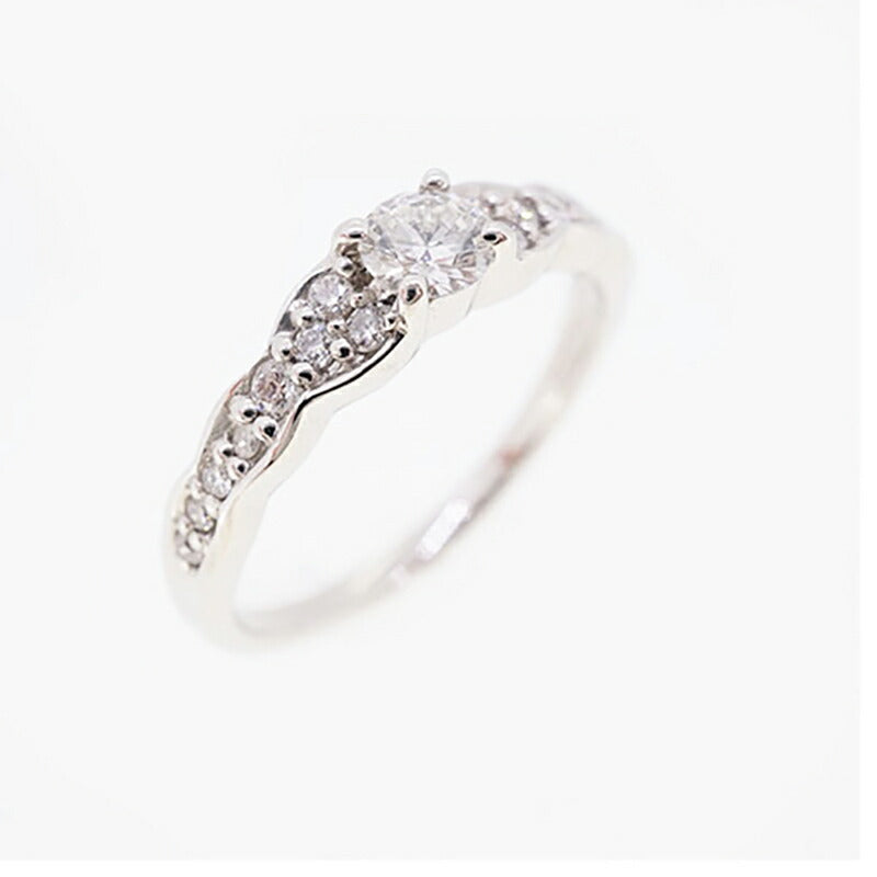 【ju326】 リング Pt900 プラチナ ダイヤモンド 0.200ct/0.15ct 10号 未使用【中古】レディース