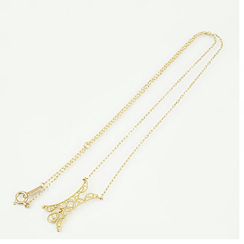 【jv395】 ネックレス K18YG イエローゴールド ダイヤモンド 0.04ct 未使用【中古】レディース