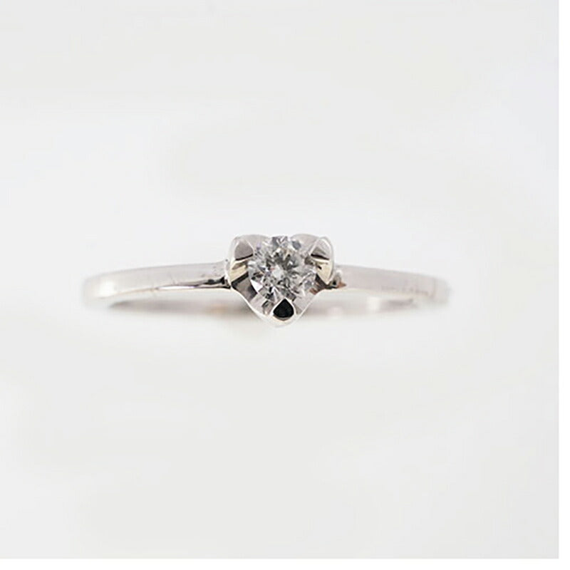 【jv411】 リング ハートモチーフ Pt950 プラチナ ダイヤモンド 0.1ct 10号 未使用【中古】レディース