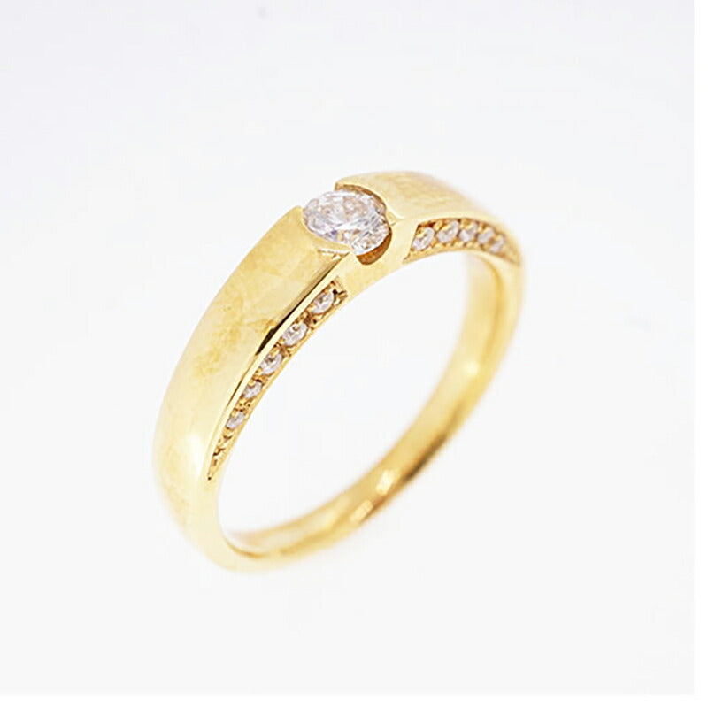 【jv415】 リング K18YG イエローゴールド ダイヤモンド 0.180ct/0.11ct 12号 未使用【中古】レディース