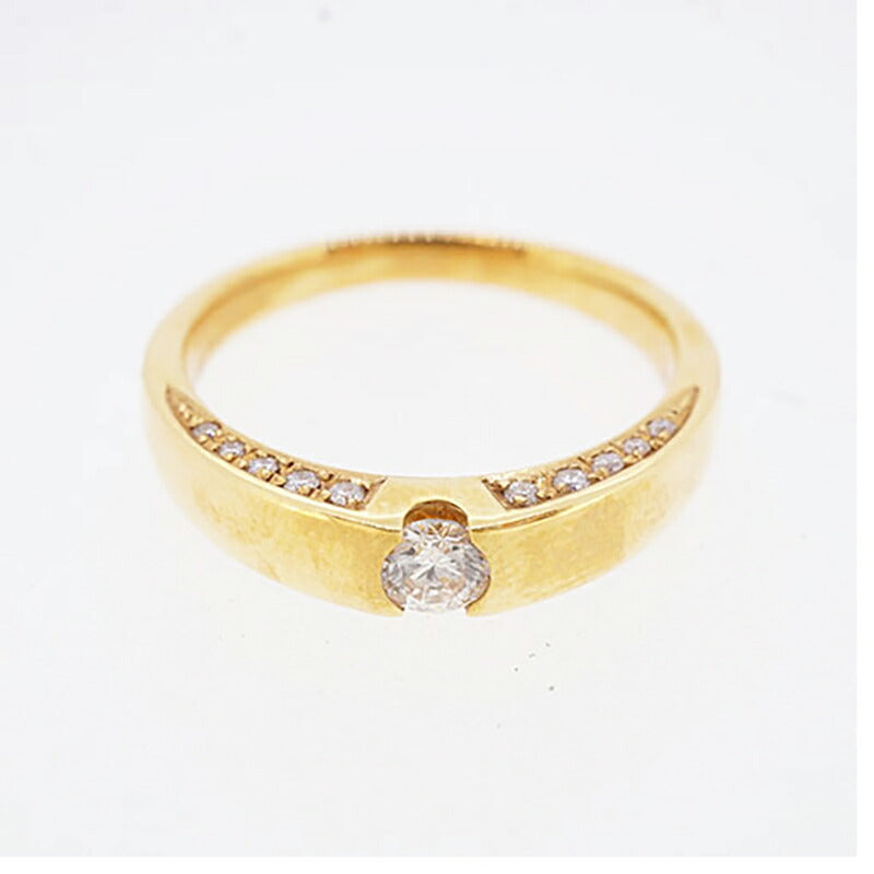 【jv415】 リング K18YG イエローゴールド ダイヤモンド 0.180ct/0.11ct 12号 未使用【中古】レディース