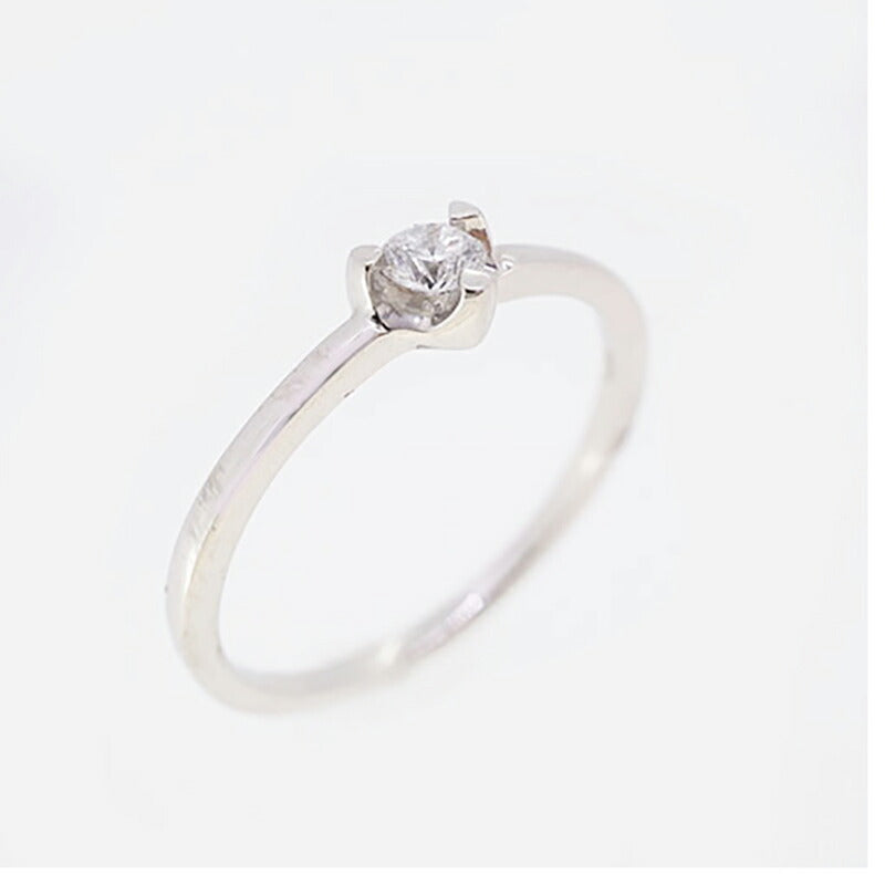 【jv419】 リング ハートモチーフ 一粒ダイヤ Pt950 プラチナ ダイヤモンド 0.1ct 10号 未使用【中古】レディース