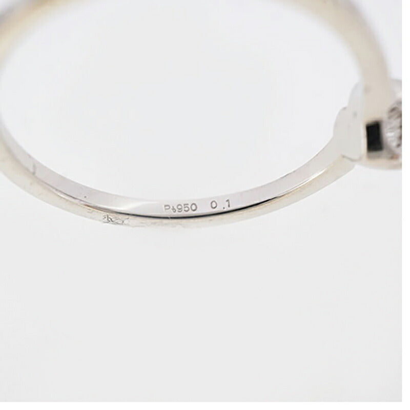【jv419】 リング ハートモチーフ 一粒ダイヤ Pt950 プラチナ ダイヤモンド 0.1ct 10号 未使用【中古】レディース