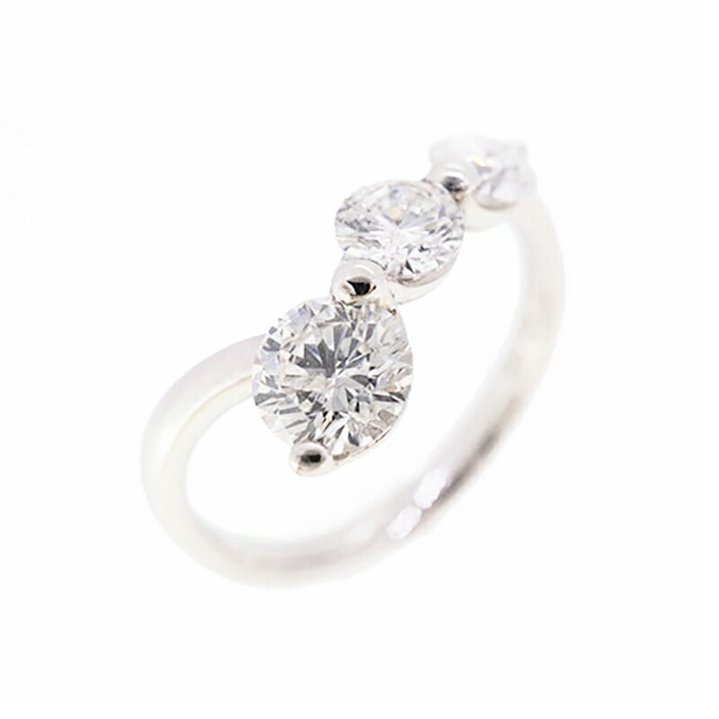 【jv436】 リング Pt900 プラチナ ダイヤモンド 0.49ct/0.24ct 9号 未使用【中古】レディース