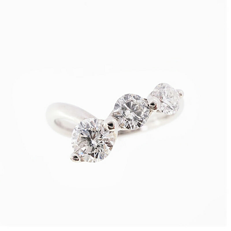 【jv436】 リング Pt900 プラチナ ダイヤモンド 0.49ct/0.24ct 9号 未使用【中古】レディース