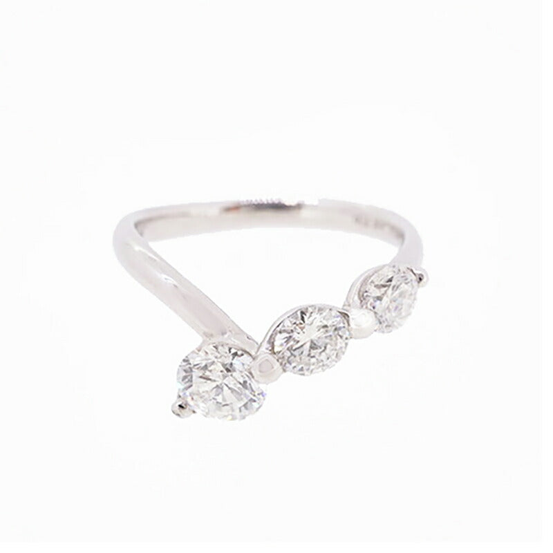 【jv436】 リング Pt900 プラチナ ダイヤモンド 0.49ct/0.24ct 9号 未使用【中古】レディース