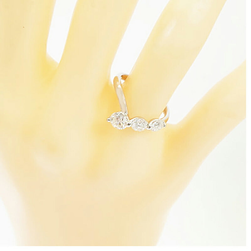 【jv436】 リング Pt900 プラチナ ダイヤモンド 0.49ct/0.24ct 9号 未使用【中古】レディース