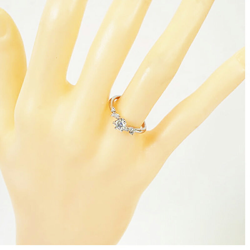 【jv444】 リング Pt900 プラチナ ダイヤモンド 0.3ct/0.06ct 11号 未使用【中古】レディース