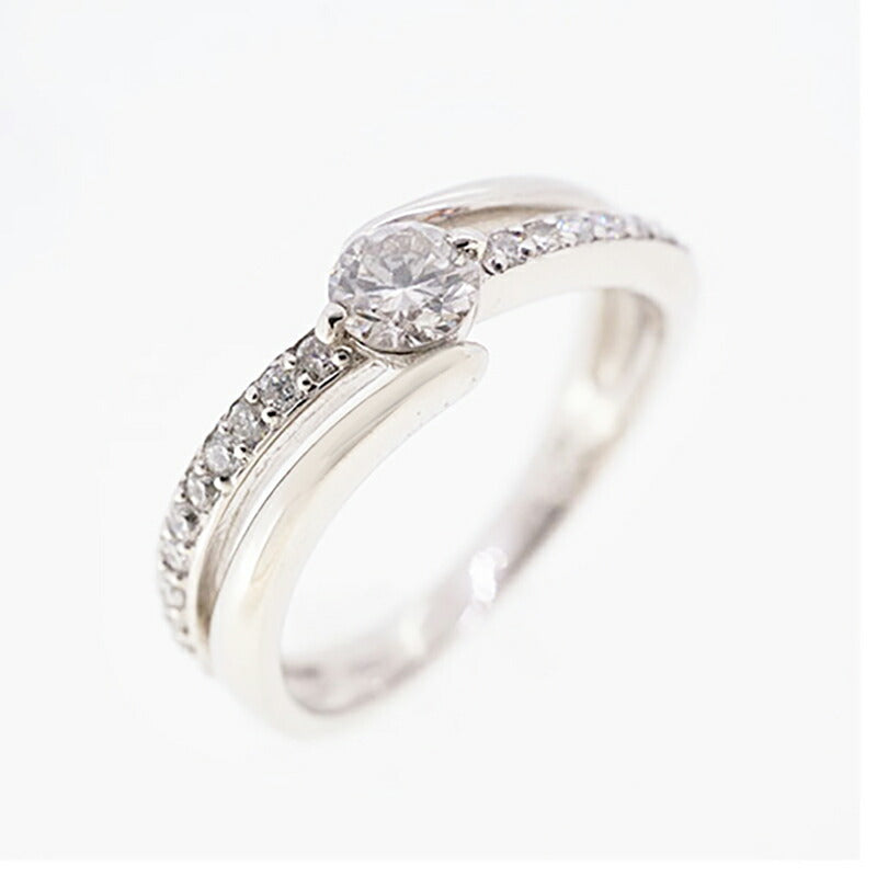 【jv448】 リング Pt900 プラチナ ダイヤモンド 0.220ct/0.180ct 9号 未使用【中古】レディース