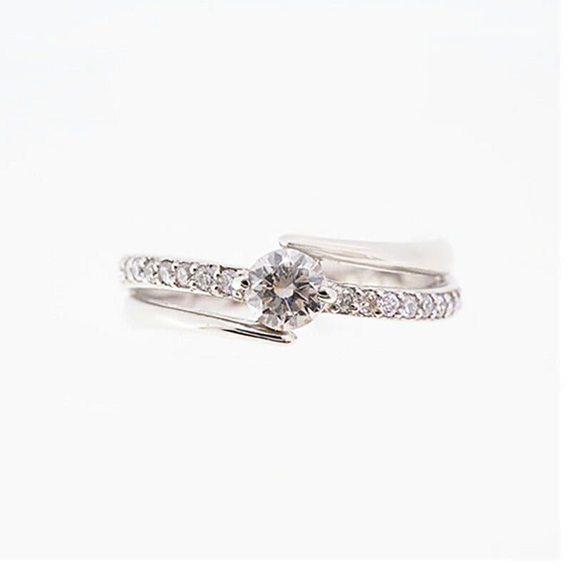 【jv448】 リング Pt900 プラチナ ダイヤモンド 0.220ct/0.180ct 9号 未使用【中古】レディース