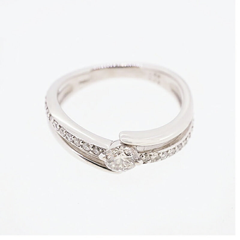 【jv448】 リング Pt900 プラチナ ダイヤモンド 0.220ct/0.180ct 9号 未使用【中古】レディース
