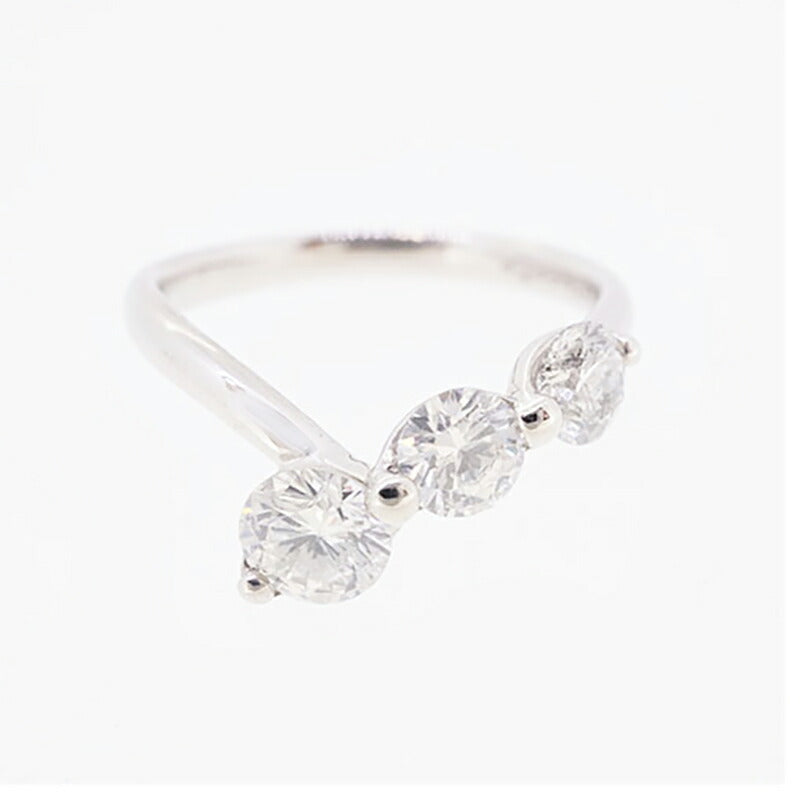 【jv449】 リング Pt900 プラチナ ダイヤモンド 0.460ct/0.276ct 9号 未使用【中古】レディース