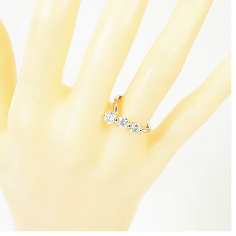 【jv449】 リング Pt900 プラチナ ダイヤモンド 0.460ct/0.276ct 9号 未使用【中古】レディース
