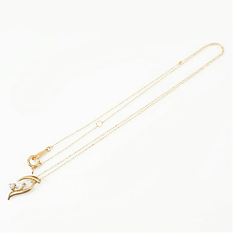 【jv505】 ネックレス K18YG イエローゴールド ダイヤモンド 0.15ct 未使用【中古】レディース