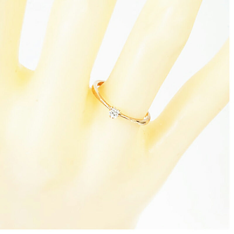 【jv514】 リング K10YG イエローゴールド ダイヤモンド 0.05ct 10号 未使用【中古】レディース