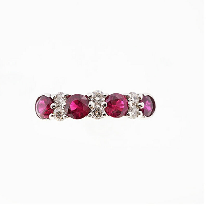 【jv519】 リング Pt900 プラチナ ルビー ダイヤモンド 0.7ct/0.2ct 11号 未使用【中古】レディース