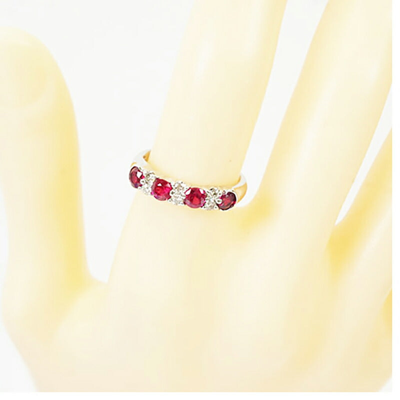 【jv519】 リング Pt900 プラチナ ルビー ダイヤモンド 0.7ct/0.2ct 11号 未使用【中古】レディース